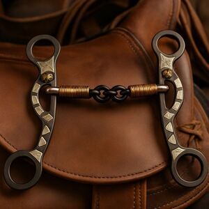 Western Shank Horse Bit Silver Inlay Copper Wrapped Mouth Piece Collectible Tack